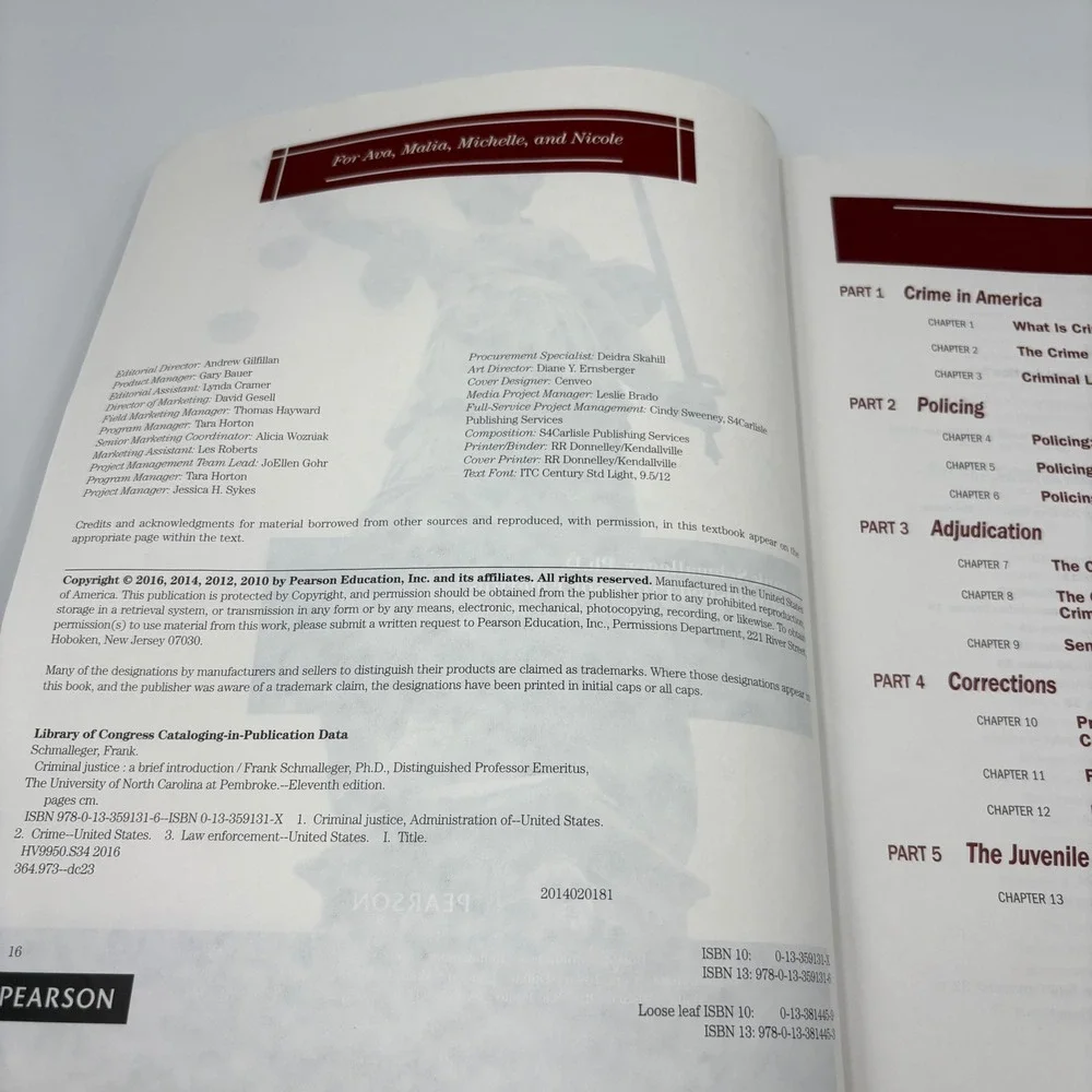 Criminal Justice A‎ Brief Introduction 11th Ed Frank Schmalleger 9780133591316